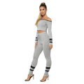 2021 autumn new large size ribbed leisure fitness sexy yoga suit two-piece